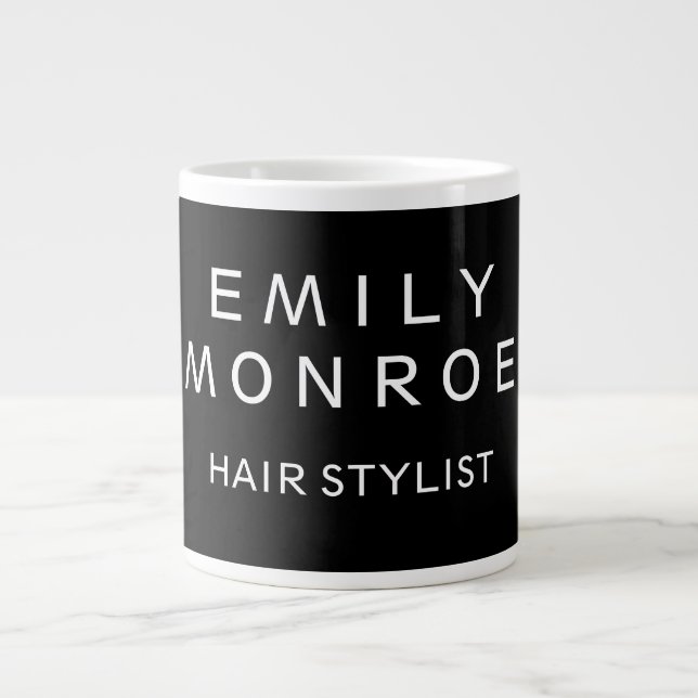 Plain Black & White Modern Minimalist Giant Coffee Mug (Front)