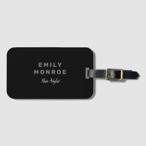 Plain Black  White Modern Minimalist Luggage Tag