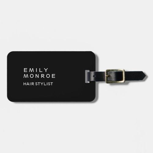 Plain Black  White Modern Minimalist Luggage Tag