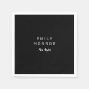 Plain Black & White Modern Minimalist Napkins