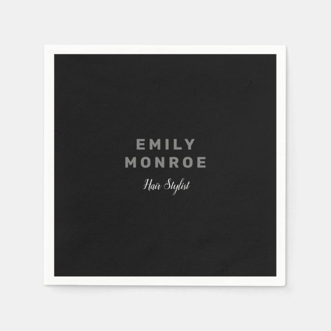 Plain Black & White Modern Minimalist Napkins (Front)
