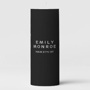 Plain Black & White Modern Minimalist Pillar Candle