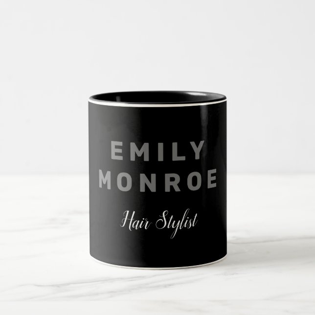 Plain Black & White Modern Minimalist Two-Tone Coffee Mug (Center)