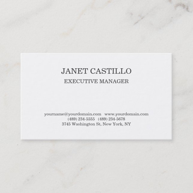 Plain Black White Modern Professional Personal Business Card (Front)
