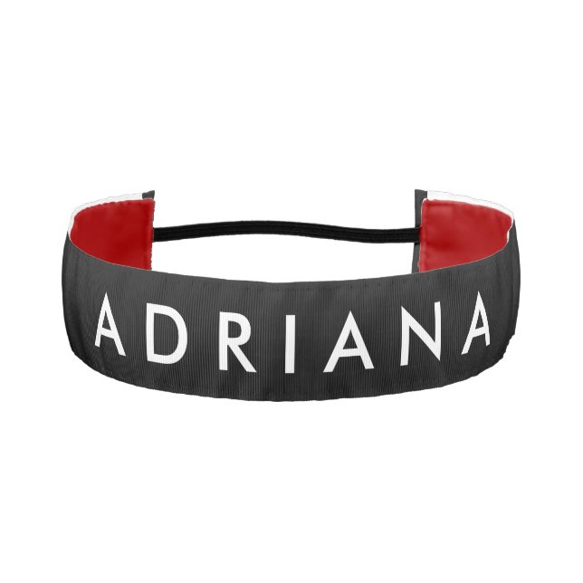 Plain Black White Professional Minimalist Name Athletic Headband (Front)