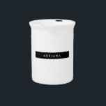 Plain Black White Professional Minimalist Name Beverage Pitcher<br><div class="desc">Simple white,  modern,  minimalist design. This template can be customized to meet all professional occupations.</div>