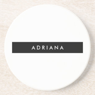 Plain Black White Professional Minimalist Name Coaster