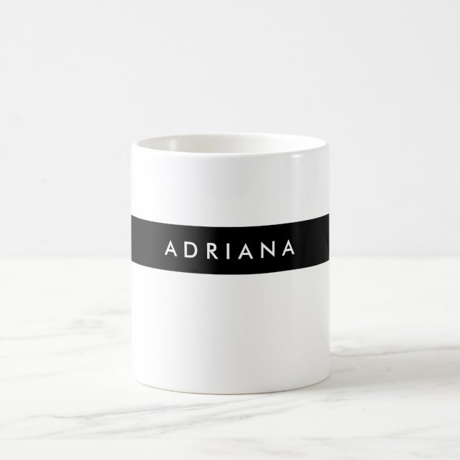 Plain Black White Professional Minimalist Name Coffee Mug (Center)