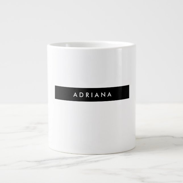 Plain Black White Professional Minimalist Name Giant Coffee Mug (Front)