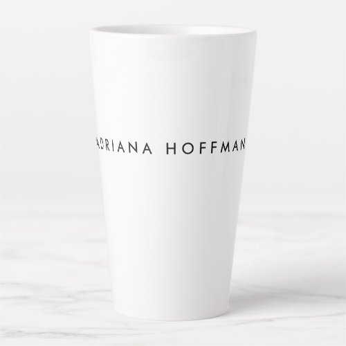 Plain Black White Professional Minimalist Name Latte Mug