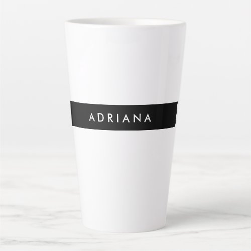 Plain Black White Professional Minimalist Name Latte Mug