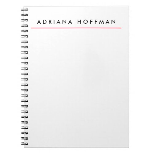 Plain Black White Professional Minimalist Name Notebook