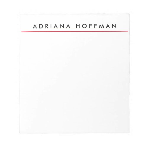 Plain Black White Professional Minimalist Name Notepad