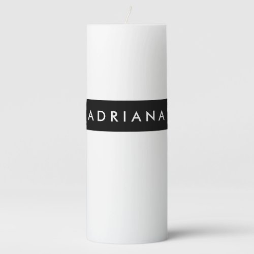 Plain Black White Professional Minimalist Name Pillar Candle