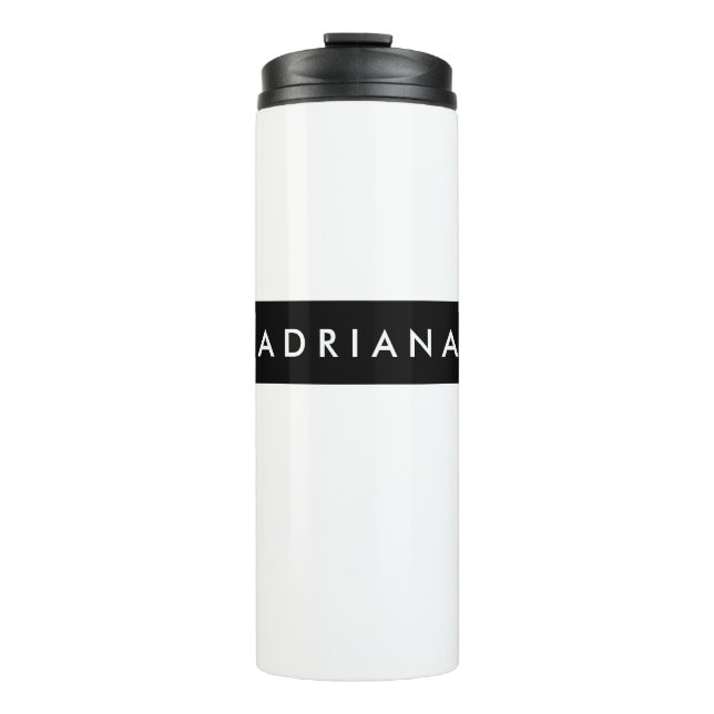 Plain Black White Professional Minimalist Name Thermal Tumbler (Front)