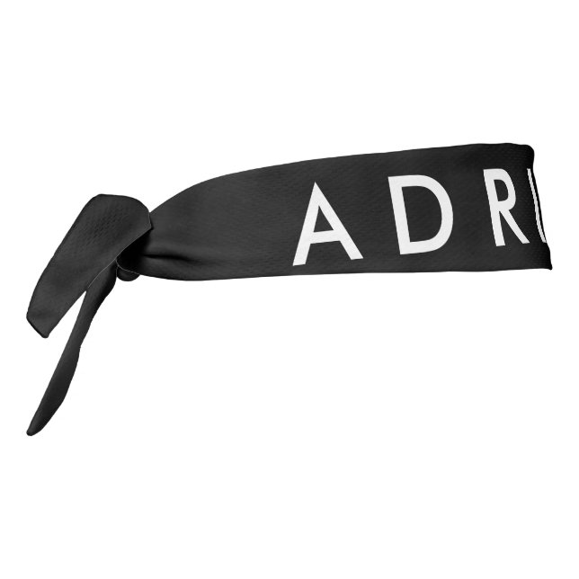 Plain Black White Professional Minimalist Name Tie Headband (Rotate 270)