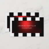 Plain Black White Red Striped Professional Business Card (Front/Back)