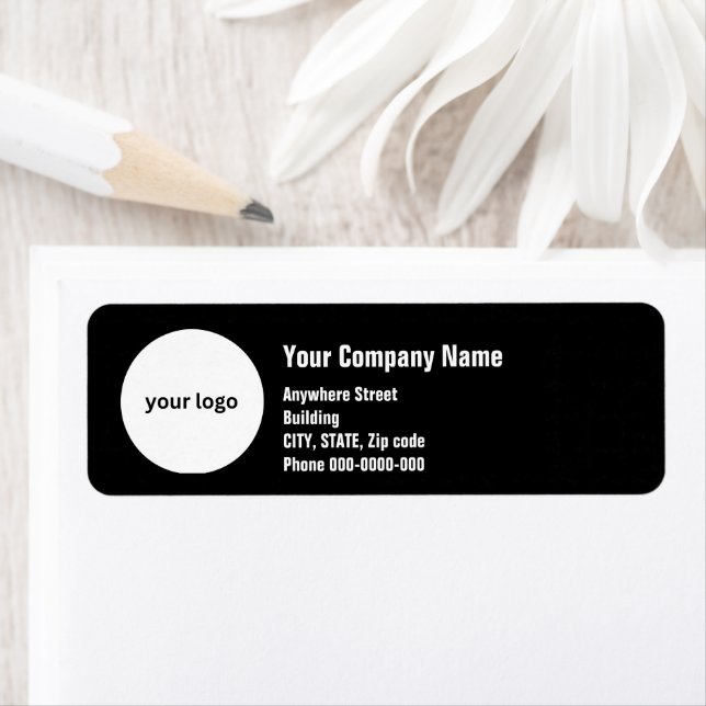 plain black white script logo business address label (Insitu)