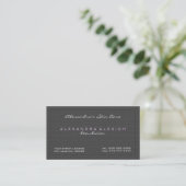 Plain Black & White Simple Linen Texture Business Card (Standing Front)
