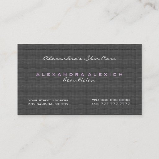 Customizable Plain Black &amp; White Simple Linen Texture Business Card Template