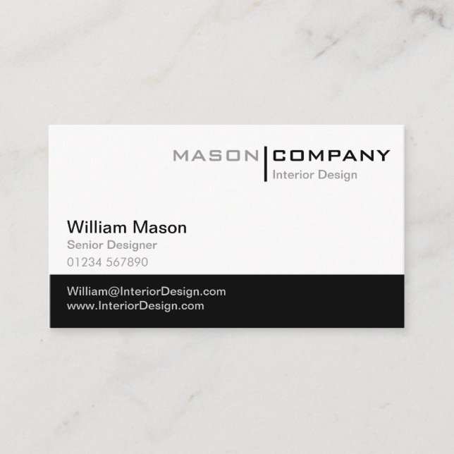 Plain Black & White Stylish Business Card (Front)