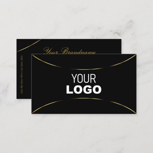 Plain Black with Gold Decor and Logo Modern Simply Business Card