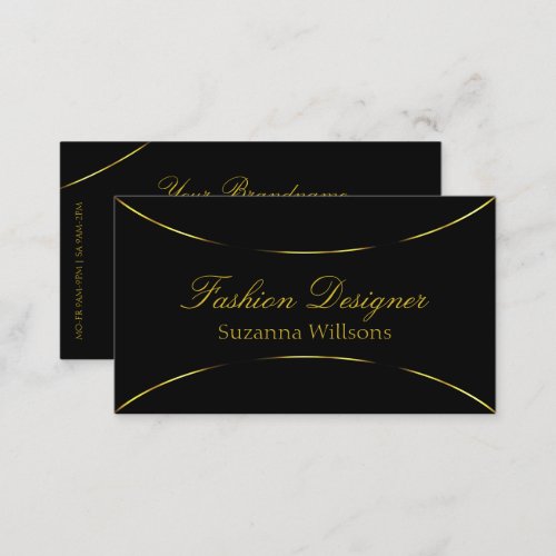 Plain Black with Shimmery Gold Decor Simply Modern Business Card