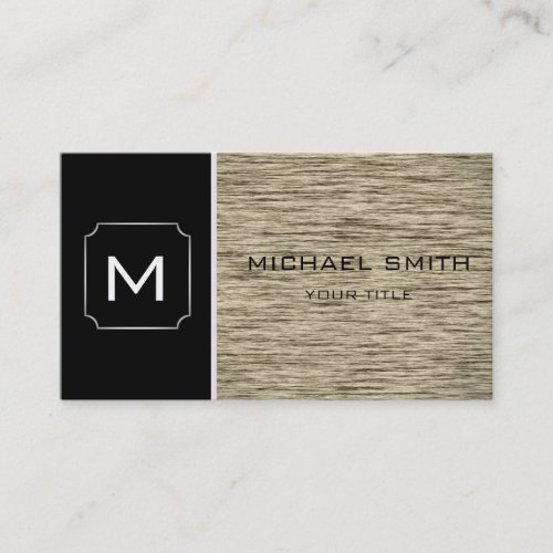 Plain Black  Wood Grain Professional Modern Business Card