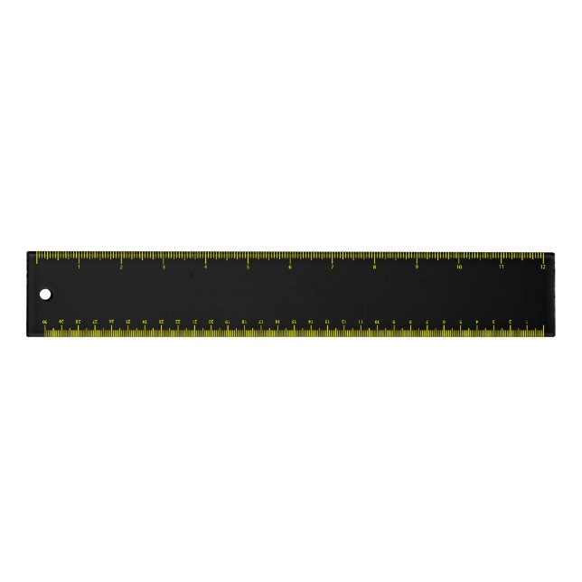 Plain Black & Yellow Back to School 12" Ruler (Front)