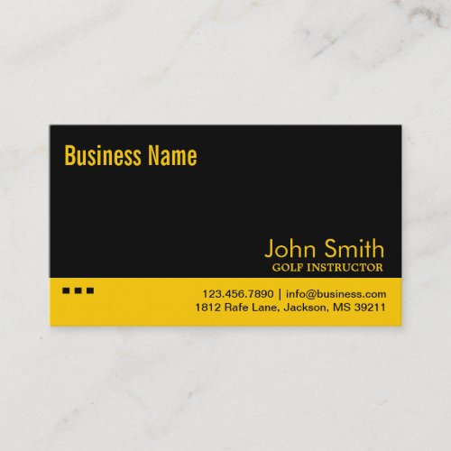 Plain Black  Yellow Golf Business Card