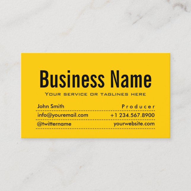 Plain Black & Yellow Producer Business Card (Front)