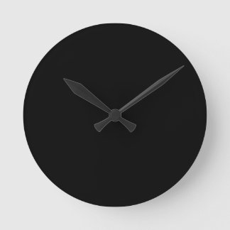 Plain Blank Solid Black  Round Clock