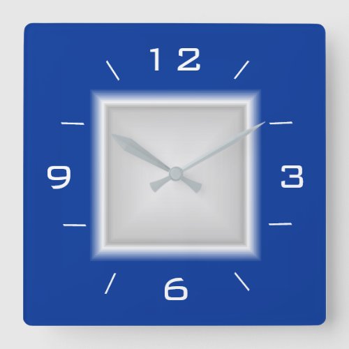 Plain Blue and White Square  Kitchen Clock