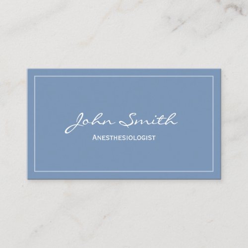 Plain Blue Anesthesiologist Business Card