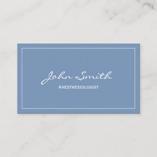 Customizable Plain Blue Anesthesiologist Business Card