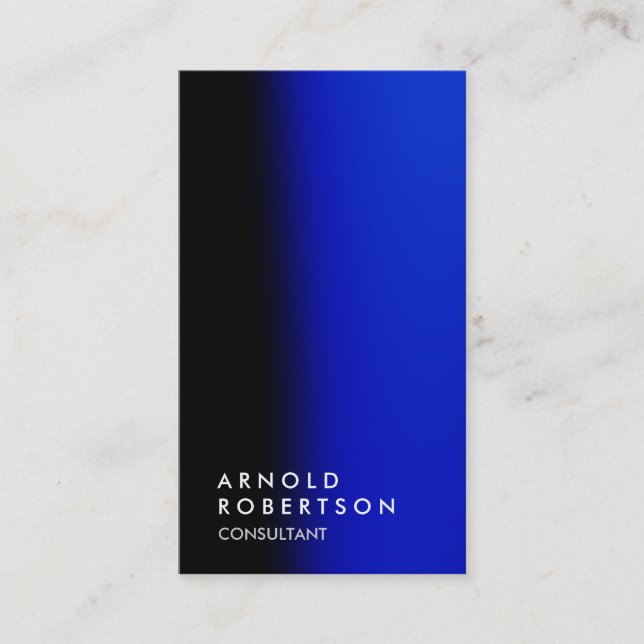 Plain Blue Black Trendy Consultant Business Card (Front)