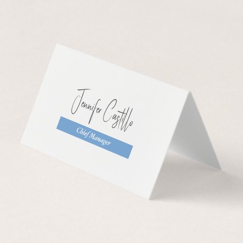 Plain Blue Black White Minimalist Calligraphy Business Card