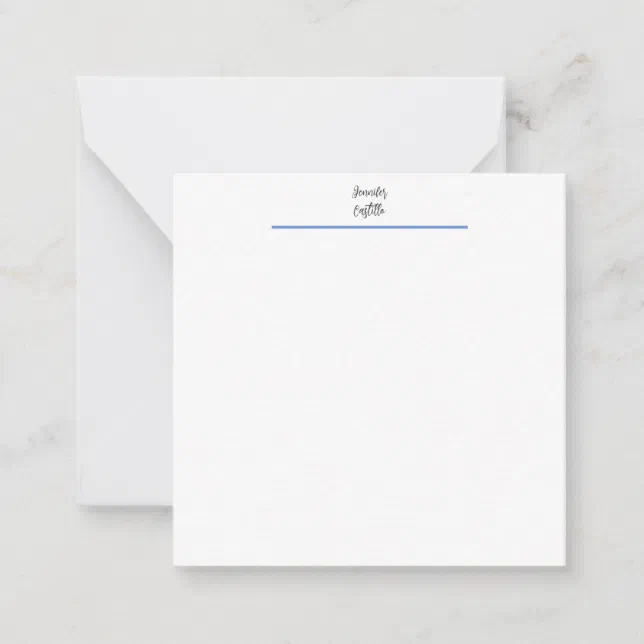 Plain Blue Black White Minimalist Calligraphy Note Card | Zazzle