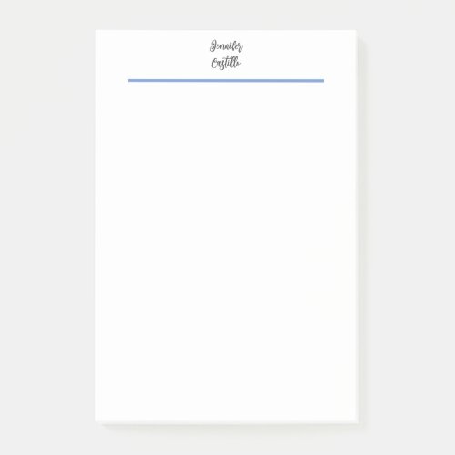 Plain Blue Black White Minimalist Calligraphy Post_it Notes