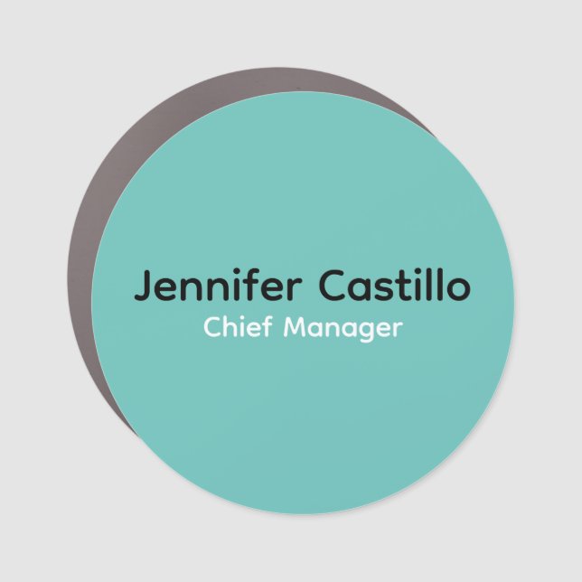 Plain Blue Black White Minimalist Modern Car Magnet (Front)