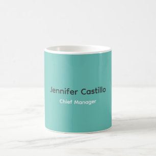 Plain Blue Black White Minimalist Modern Coffee Mug