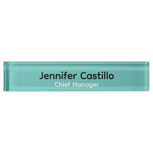 Plain Blue Black White Minimalist Modern Desk Name Plate