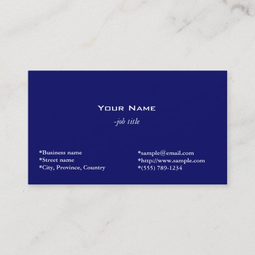 Customizable plain, blue business card