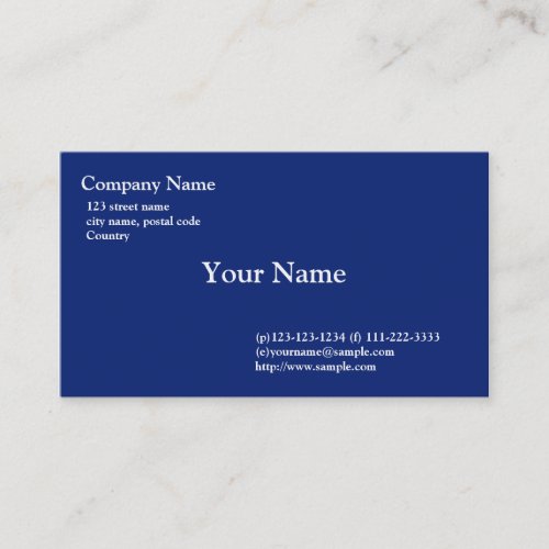 plain blue business card