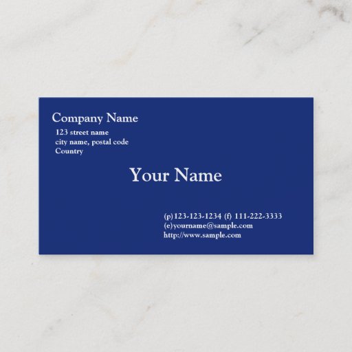 Customizable plain blue business card