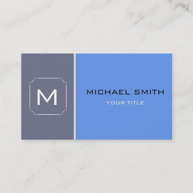 Plain Blue & Gray Elegant Professional Modern 2 Business Card (Front)