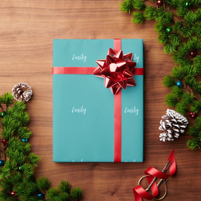 Plain Blue Green Modern Minimalist Wrapping Paper (Holiday Gift)