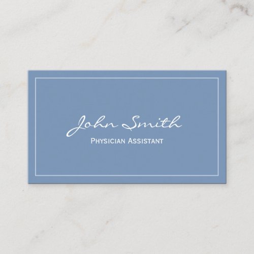Plain Blue Physician Assistant Business Card
