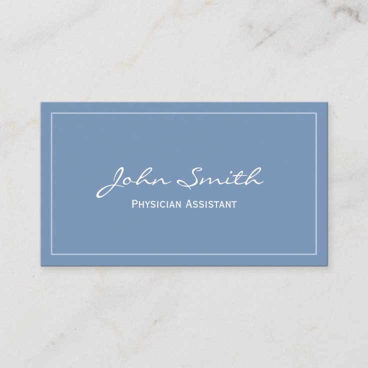 Plain Blue Physician Assistant Business Card | Zazzle