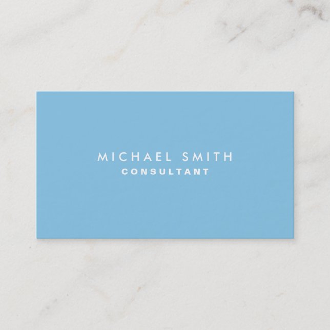Plain Blue Professional Elegant Modern Simple Business Card (Front)